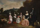 A pastoral landscape with a portrait of a family by Gillis van Tilborgh, Oil on canvas, sold Feb 2026