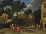 La ronde des paysans by Jacques Fouquières, Oil on canvas, sold Feb 2026