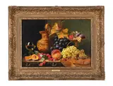 Still life of fruit and nuts with a glass by Edward Ladell, Oil on panel, sold Feb 2026