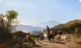 Figures in the breacon beacons with sheep and cows by John Frederick Tennant, Oil on canvas, sold Feb 2026