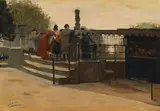 The bear pit, london zoo by Albert Ludovici Senior, Oil on board, sold Feb 2026