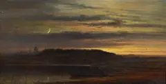 Evening on the thames near oxford by Arthur Gilbert, Oil on panel, sold Feb 2026