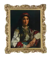 An albanian beauty by Gerard Portielje, Oil on panel, sold Feb 2026