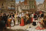 Blessing the children at boulogne by William Powell Frith, Oil on canvas, sold Feb 2026