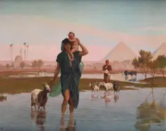 The flood water of the nile by Frederick Goodall, Oil on canvas, sold Feb 2026