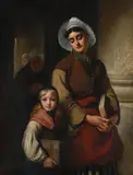 Leaving church, normandy by Edward Charles Barnes, Oil on canvas, sold Feb 2026