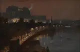 The victoria embankment by George Hyde Pownall, Oil on board, sold Feb 2026