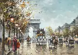 The champs elysees with the arc de triomphe beyond by Antoine Blanchard, Oil on canvas, sold Feb 2026