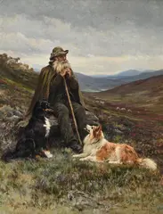 The old shepherd by Robert Morley, Oil on canvas, sold Feb 2026