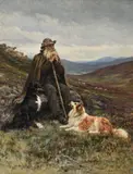 The old shepherd by Robert Morley, Oil on canvas, sold Feb 2026