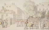 Dépôt de gardes françoise by Thomas Rowlandson, Pen, ink and watercolour, sold Feb 2026