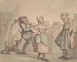 The drunkard's wife berates the taverner by Thomas Rowlandson, Pen, ink, pencil and watercolour, sold Feb 2026