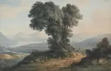 A view in the lake district by John Glover, Watercolour Indistinct partial inscription /initial, sold Feb 2026