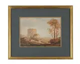 Landscape with ruined tower by Copley Fielding, Watercolour, sold Feb 2026