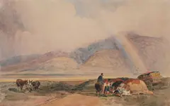 A gypsy camp with a view of cross fell beyond by Peter De Wint, 1839, Watercolour, sold Feb 2026