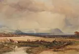 A distant view of minehead and dunster castle by Copley Fielding, Watercolour over touches of pencil, heightened scratching out, sold Feb 2026