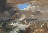 An interpretation of turner's 'calais pier' by Hercules Brabazon Brabazon, Watercolour and pencil heightened with white, sold Feb 2026