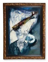 Natura morta con pescare by Renzo Vespignani, 1963, Oil on canvas, sold Jan 2026