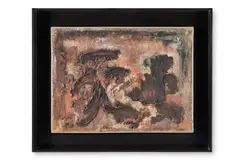 La terre by Bram Bogart, Mixed media on burlap, sold Jan 2026