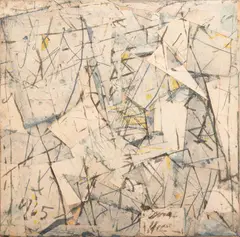 La rose by Georges Noël, 1965, Mixed media with collage on canvas, sold Jan 2026
