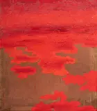 Campo di papaveri by Carlo Mattioli, 1990, Oil and sand on canvas, sold Jan 2026