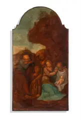 Called polidoro da caravaggio (italian c.1500-1535) by Polidoro Caldara, Oil on panel, arched top, sold Jan 2026
