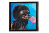Sunny blow by Ndidi Emefiele, 2025, Acrylic, compact disk, plastic trim, paper collage, watercolour and pencil on canvas, sold Jan 2026