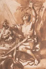 David with the head of goliath by Domenico Piola, ink, sold Jan 2026
