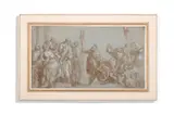 Christ and the centurion with a subsidiary head study (verso) by Benedetto Caliari, ink and wash, sold Jan 2026
