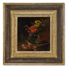 Study of flowers in a vase by James Holland, Oil on board, sold Jan 2026