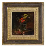 Study of flowers in a vase by James Holland, Oil on board, sold Jan 2026