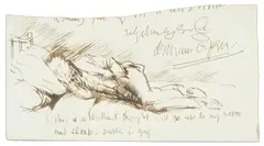 A sketch of a man asleep: along with an illustrated poem by William Orpen, ink, sold Jan 2026