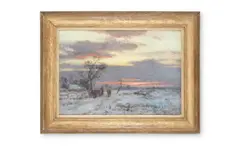 Cattle in a winter landscape, sunset by Ernest Waterlow, Oil on canvas, sold Jan 2026