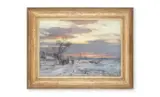 Cattle in a winter landscape, sunset by Ernest Waterlow, Oil on canvas, sold Jan 2026