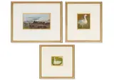 Rocky beach scene; and two sketches of geese by Ernest Waterlow, Oil on paper, sold Jan 2026