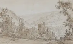 Oakhampton, devon by John Swete, Pencil and brown wash, sold Jan 2026