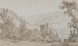 Oakhampton, devon by John Swete, Pencil and brown wash, sold Jan 2026