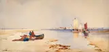 Low tide, french coast by Thomas Bush Hardy, 1893, Watercolour over pencil, heightened with touches of white, sold Jan 2026