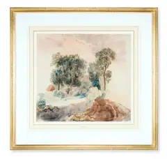 Path through a wooded landscape by Peter De Wint, Pencil and watercolour on oatmeal paper, sold Jan 2026