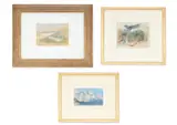 Swiss mountain; figures in an estuary; mountains by Hercules Brabazon Brabazon, drawing, sold Jan 2026