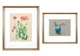 Still life of pink roses in a blue vase; a study red roses by Paul Maze, Pastel on blue/grey paper The first signed and dated, sold Jan 2026