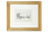 Sleeping sow by Mervyn Peake, Pen and ink on paper, sold Jan 2026