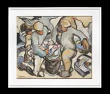Fishermen on the shore by Lilian Colbourn, Oil on canvas, sold Jan 2026