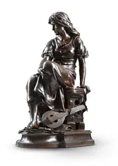 A large bronze figure 'mignon', late 19th century by Eugène-Antoine Aizelin, 1880, BRONZE, sold Dec 2025