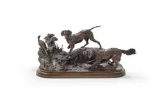 A large animalier bronze 'chiens de chasse', late 19th century by Ferdinand Pautrot, BRONZE, sold Dec 2025