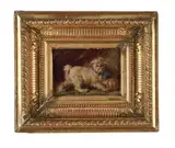 A terrier with a ball by H. Clopizka, Oil on panel, sold Nov 2025