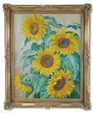 Still life, sunflowers by Carl Nonn, Oil on board, sold Nov 2025