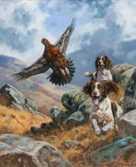 Flushing grouse by John Trickett, oil on canvas, offered Jun 2014