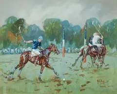 Polo at Windsor by John Gregory King, watercolour and gouache, sold Jun 2014