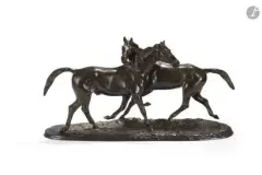 Couple de chevaux by Irénée Rochard, Epreuve en bronze à patine brune, sold Oct 2026